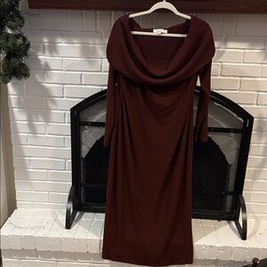 LOFT Burgundy Long Sleeve Dress